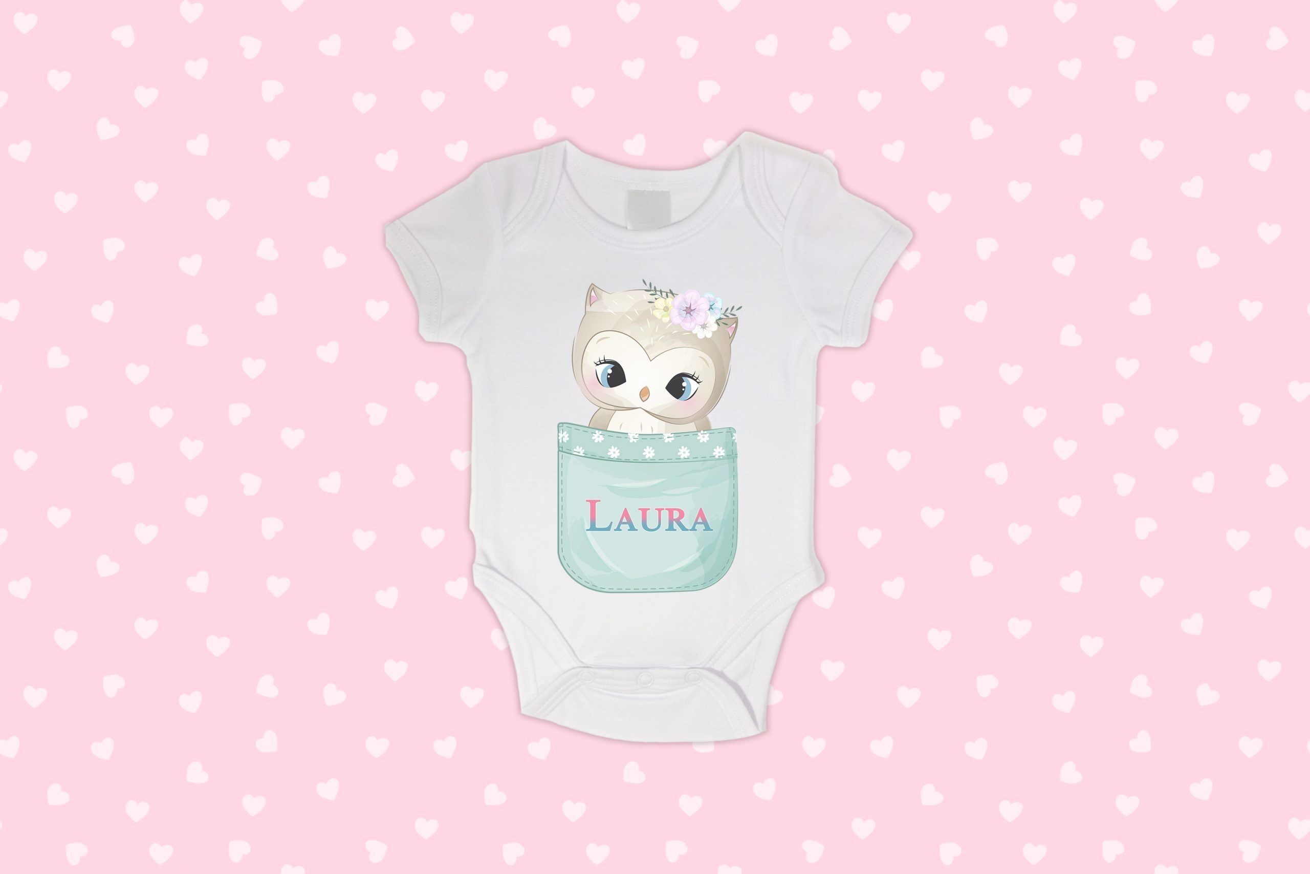 #0424 Cuki Neves Kislányos Baglyos Baby Body